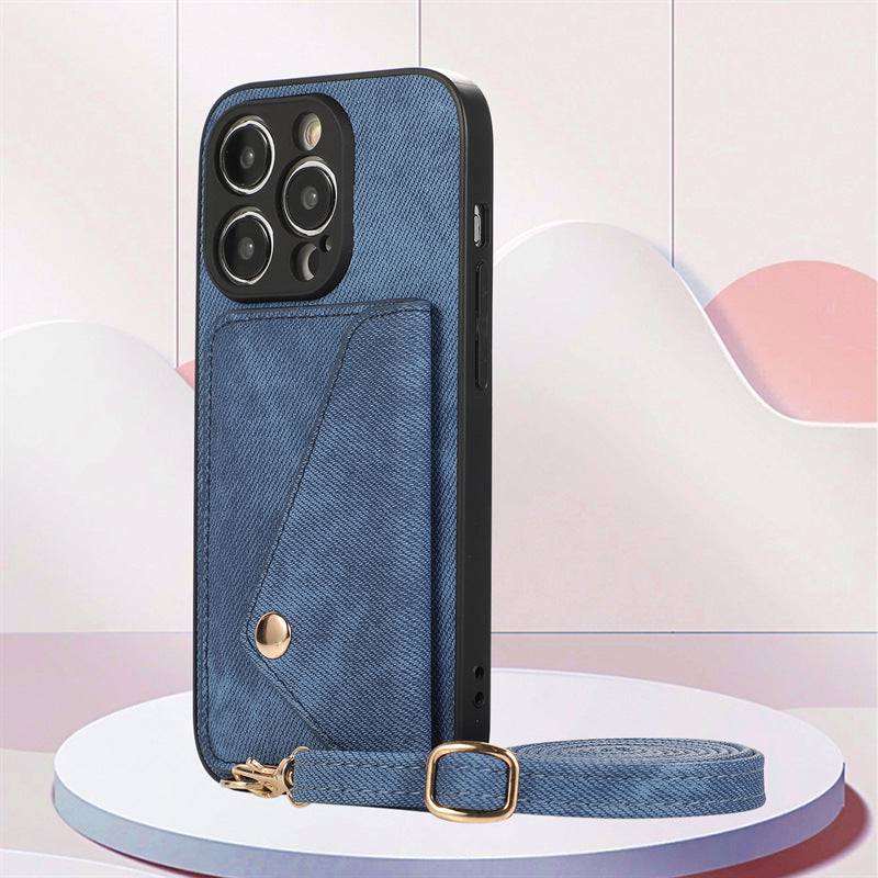 The Denim Leather Lanyard Case