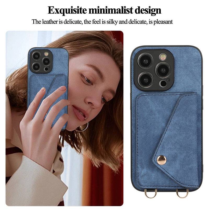 The Denim Leather Lanyard Case