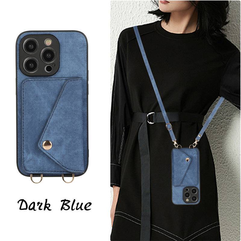 The Denim Leather Lanyard Case