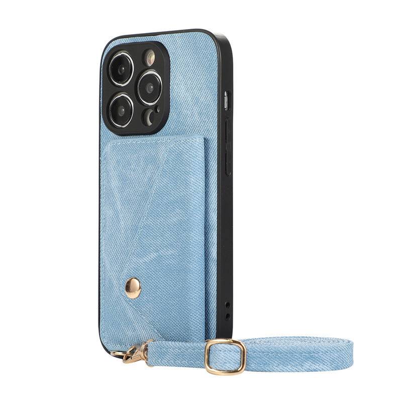 The Denim Leather Lanyard Case