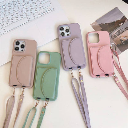 The Lanyard Litchi Pattern Case - iPhone